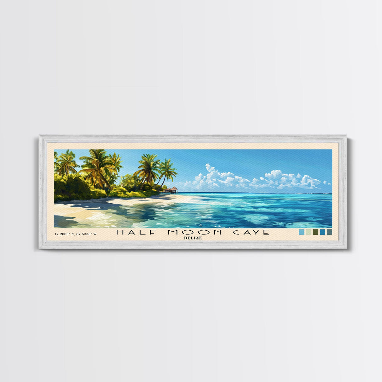 Half Moon Caye, Belize Panoramic Print, Vacation Gift, Belize Wall Art, Beach Painting, Beach Decor, Beach Or Lakehouse Art