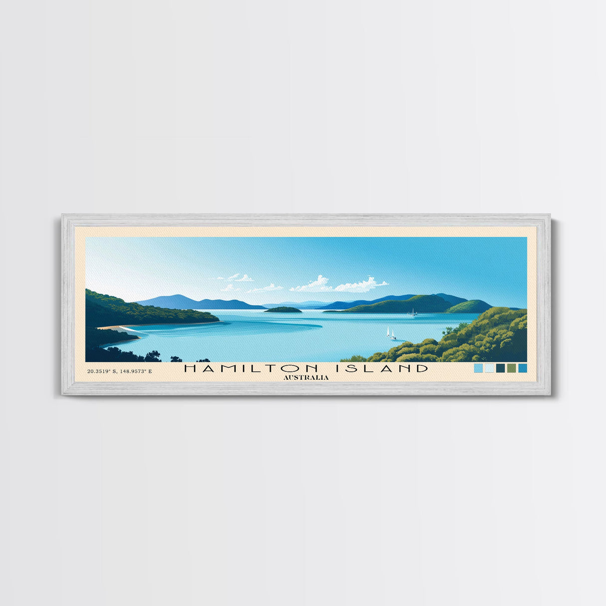 Hamilton Island, Australia Panoramic Beach Print, Vacation Gift, Australia Wall Art, Beach Painting, Beach Decor, Beach Painting