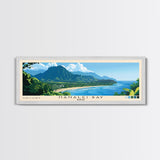 Hanalei Bay, Hawaii Panoramic Beach Print, Vacation Gift, Hawaii Wall Art, Framed Canvas Print, Framed Beach Painting