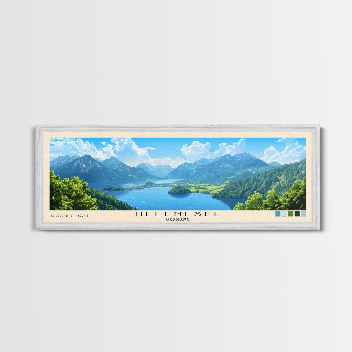 Helenesee, Germany Panoramic Print, Vacation Gift, Germany Wall Art, Beach Painting, Beach Decor, Large Wall Art, Wood Frame Art