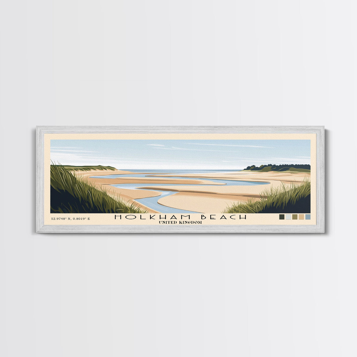 Holkham Beach, United Kingdom Panoramic Print, Vacation Gift, United Kingdom Wall Art, Beach Painting, Beach Decor, Beach Or Lakehouse Art