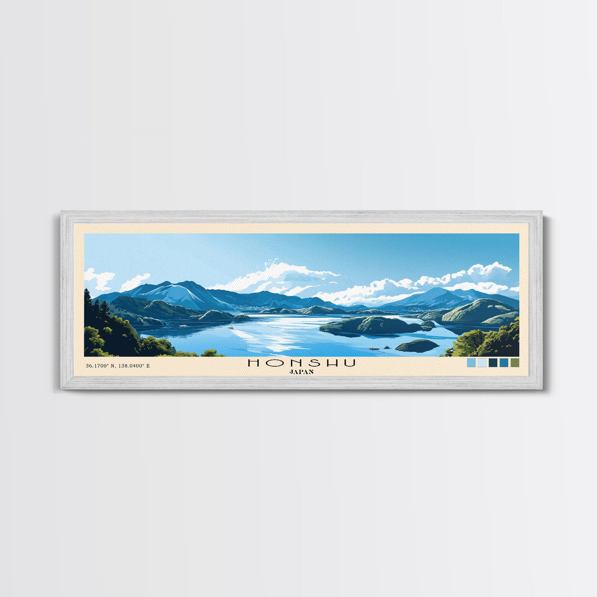 Honshu, Japan Panoramic Beach Print, Vacation Gift, Japan Wall Art, Beach Painting, Beach Decor, Beach Painting