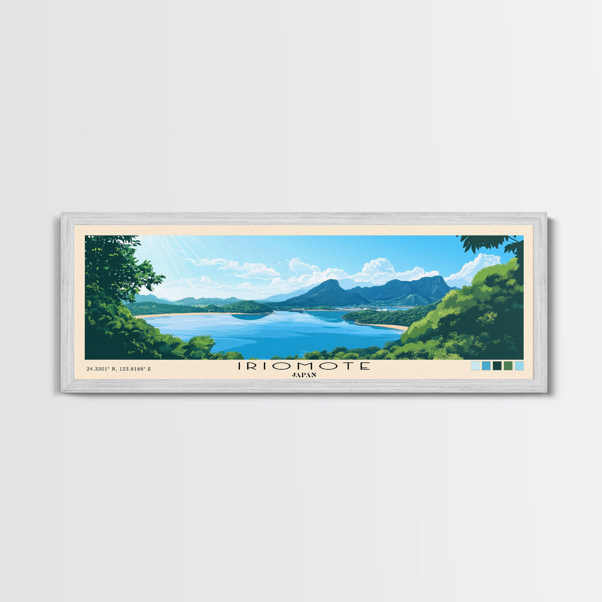 Iriomote, Japan Panoramic Beach Print, Vacation Gift, Japan Wall Art, Framed Canvas Print, Framed Beach Painting