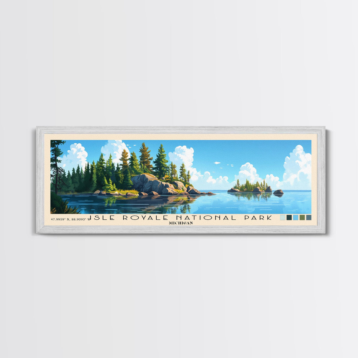 Isle Royale National Park, Michigan Panoramic Beach Print, Vacation Gift, Michigan Wall Art, Beach Painting, Beach Decor, Beach Painting