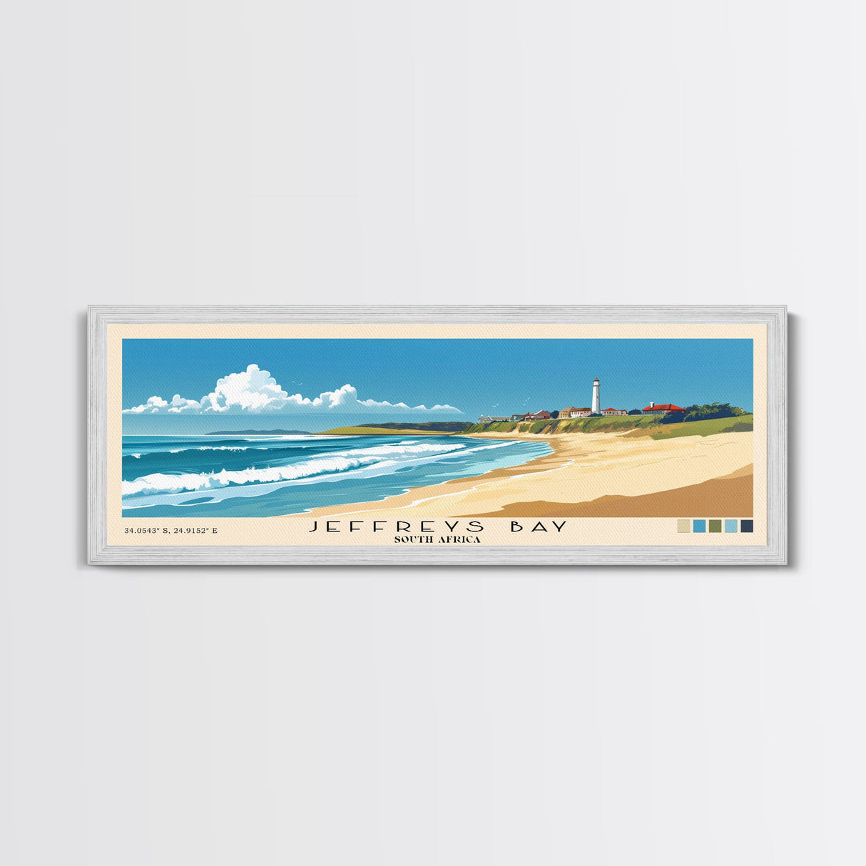 Jeffreys Bay, South Africa Panoramic Beach Print, Vacation Gift, South Africa Wall Art, Beach Painting, Beach Decor, Beach Painting