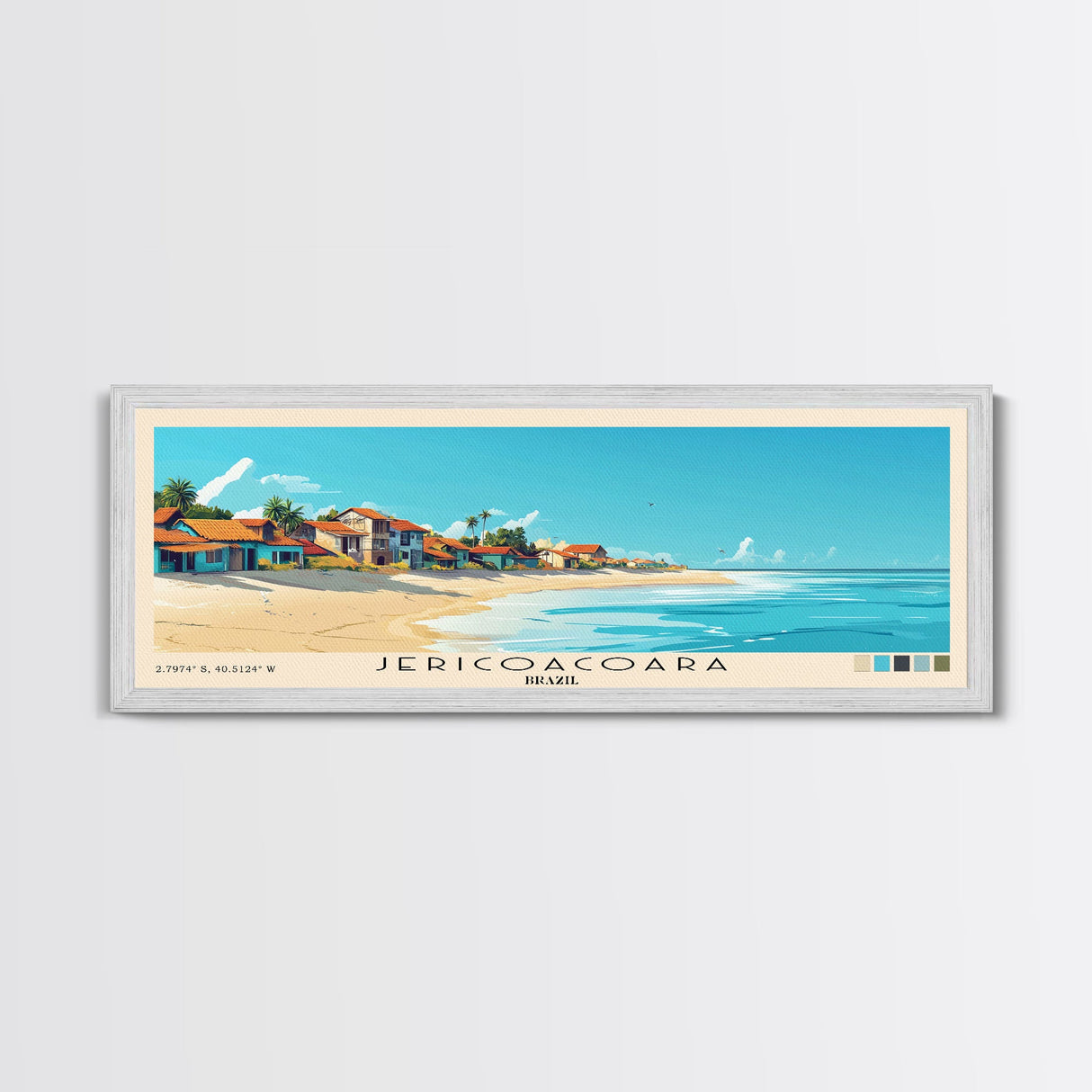 Jericoacoara, Brazil Panoramic Beach Print, Vacation Gift, Brazil Wall Art, Framed Canvas Print, Framed Beach Painting