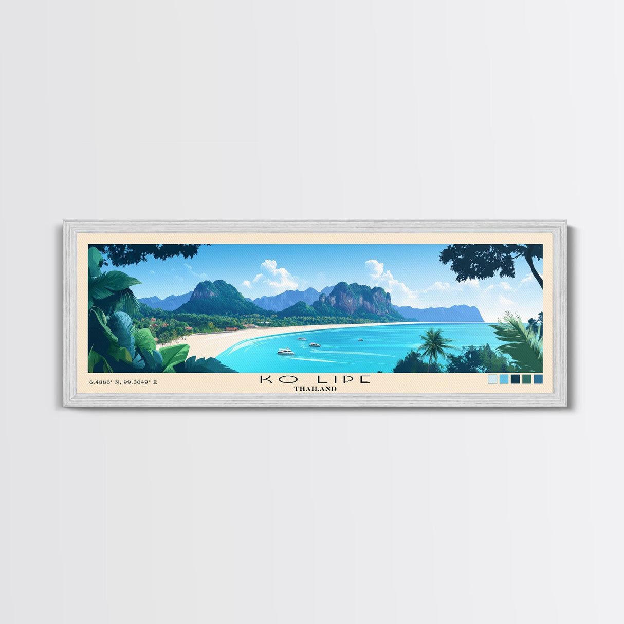 Ko Lipe, Thailand Panoramic Print, Vacation Gift, Thailand Wall Art, Beach Painting, Beach Decor, Beach Or Lakehouse Art