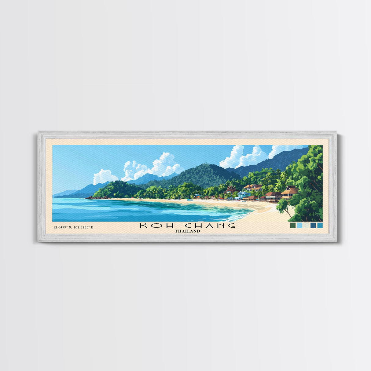 Koh Chang, Thailand Panoramic Beach Print, Vacation Gift, Thailand Wall Art, Framed Canvas Print, Framed Beach Painting