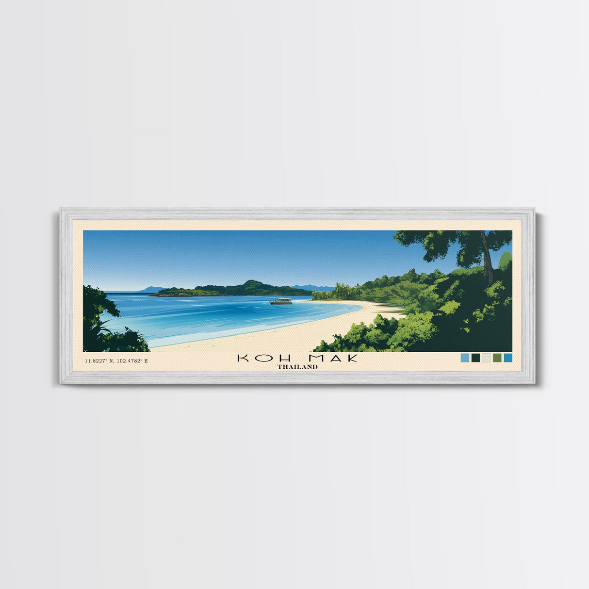 Koh Mak, Thailand Panoramic Beach Print, Vacation Gift, Thailand Wall Art, Framed Canvas Print, Framed Beach Painting