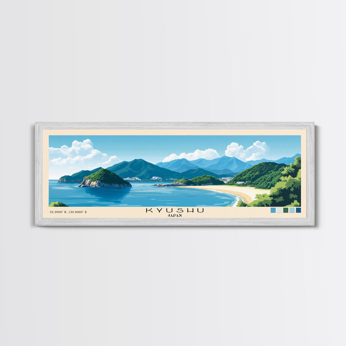 Kyushu, Japan Panoramic Beach Print, Vacation Gift, Japan Wall Art, Framed Canvas Print, Framed Beach Painting