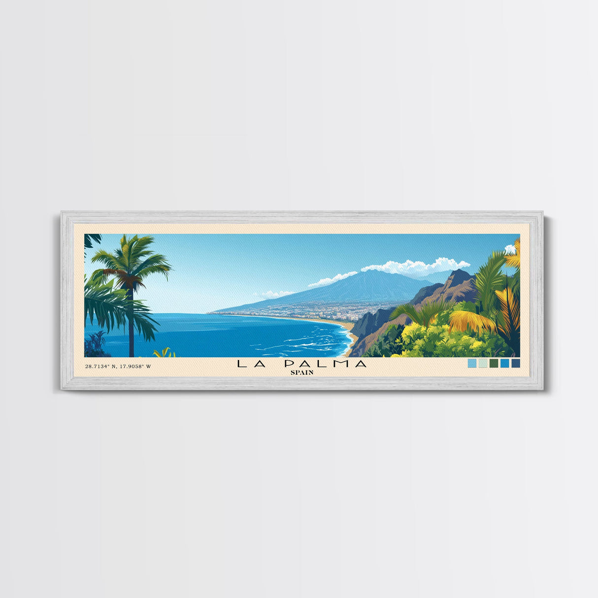 La Palma, Spain Panoramic Beach Print, Vacation Gift, Spain Wall Art, Beach Painting, Beach Decor, Beach Painting