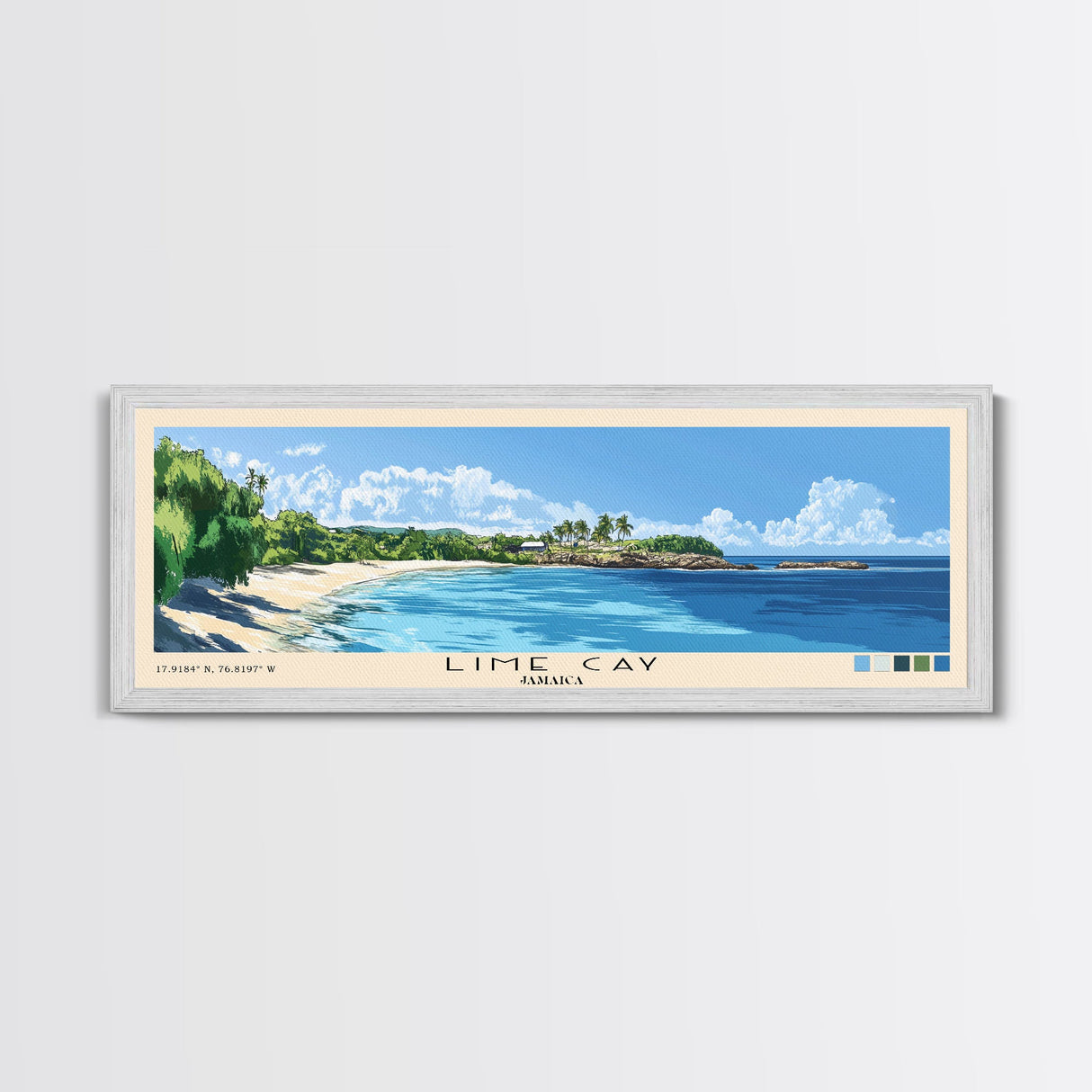 Lime Cay, Jamaica Panoramic Print, Vacation Gift, Jamaica Wall Art, Beach Painting, Beach Decor, Beach Or Lakehouse Art