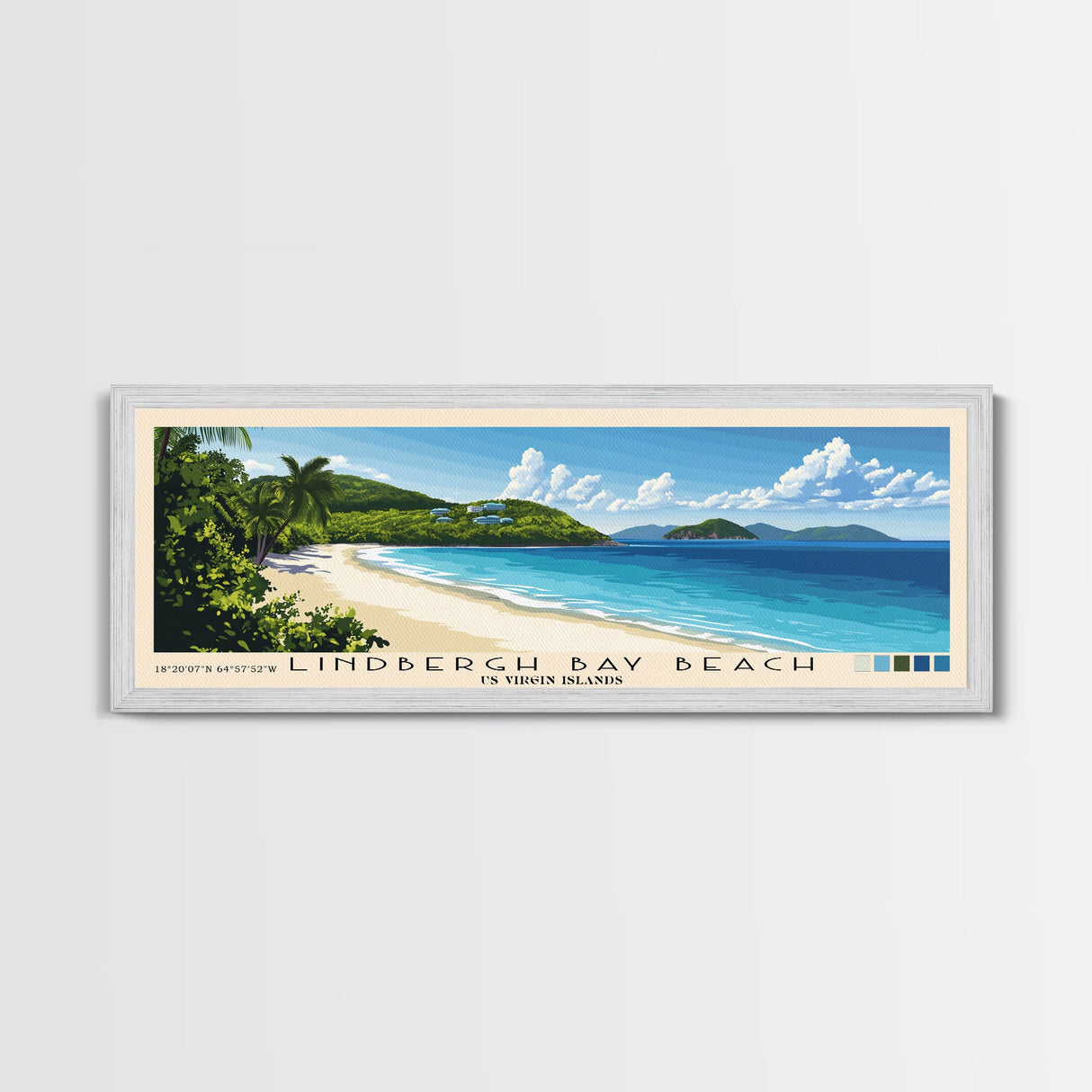 Lindbergh Bay Beach, US Virgin islands Panoramic Beach Print, Vacation Gift, US Virgin islands Wall Art, Beach Painting, Beach Decor, Beach Painting