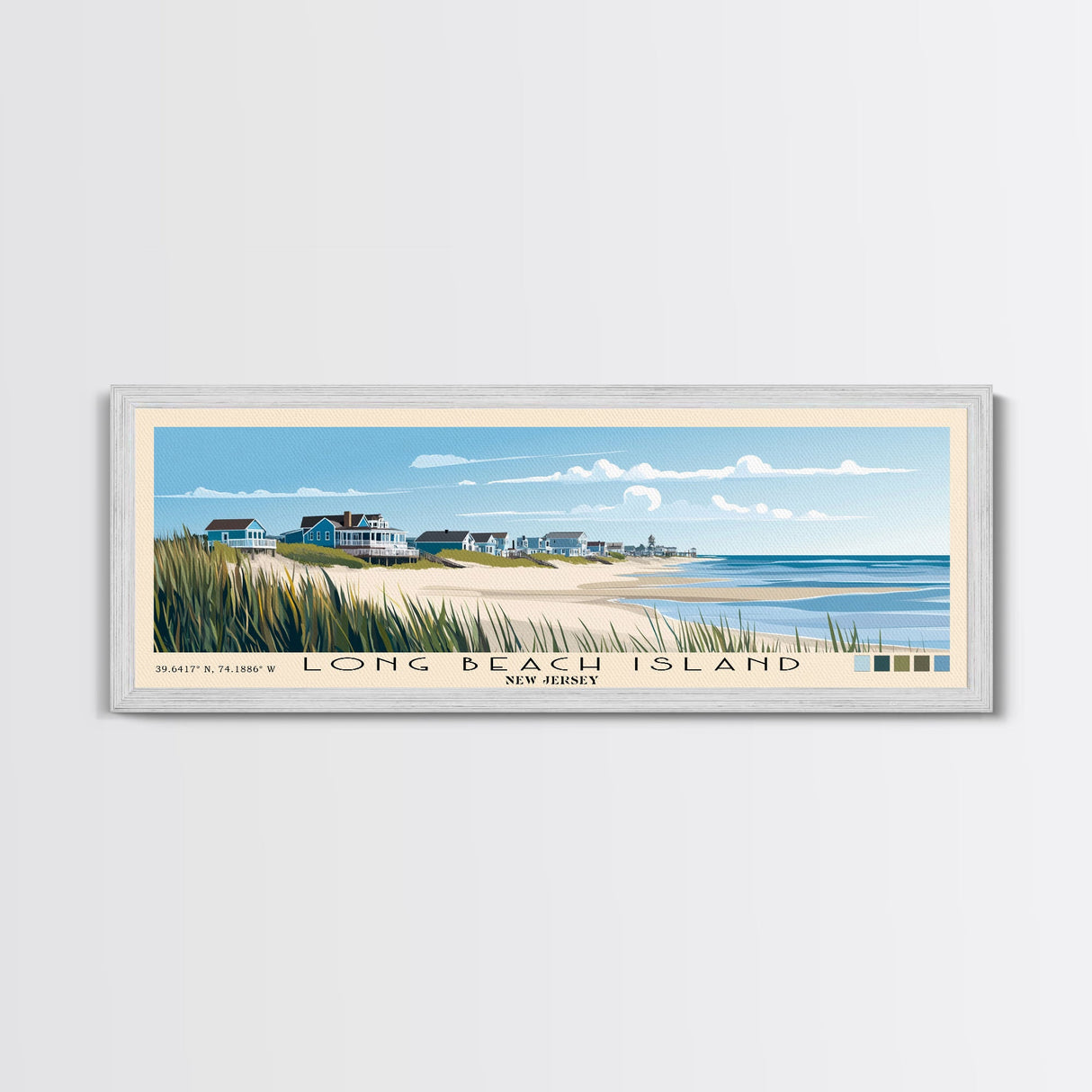 Long Beach Island, New Jersey Panoramic Print, Vacation Gift, New Jersey Wall Art, Beach Painting, Beach Decor, Beach Or Lakehouse Art