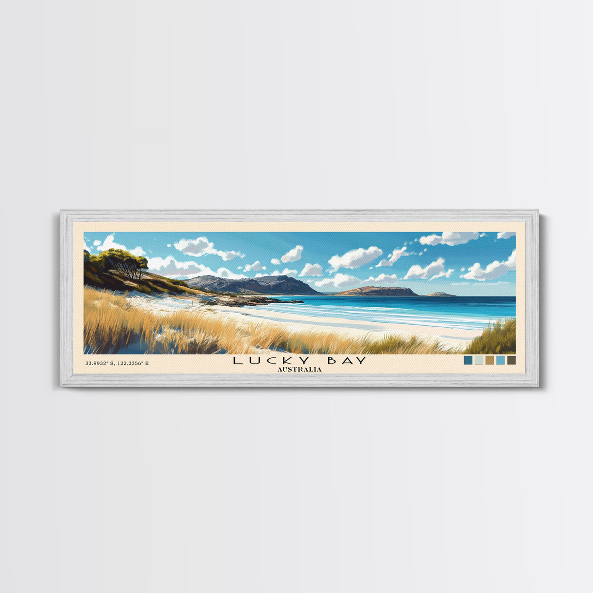 Lucky Bay, Australia Panoramic Print, Vacation Gift, Australia Wall Art, Beach Painting, Beach Decor, Beach Or Lakehouse Art