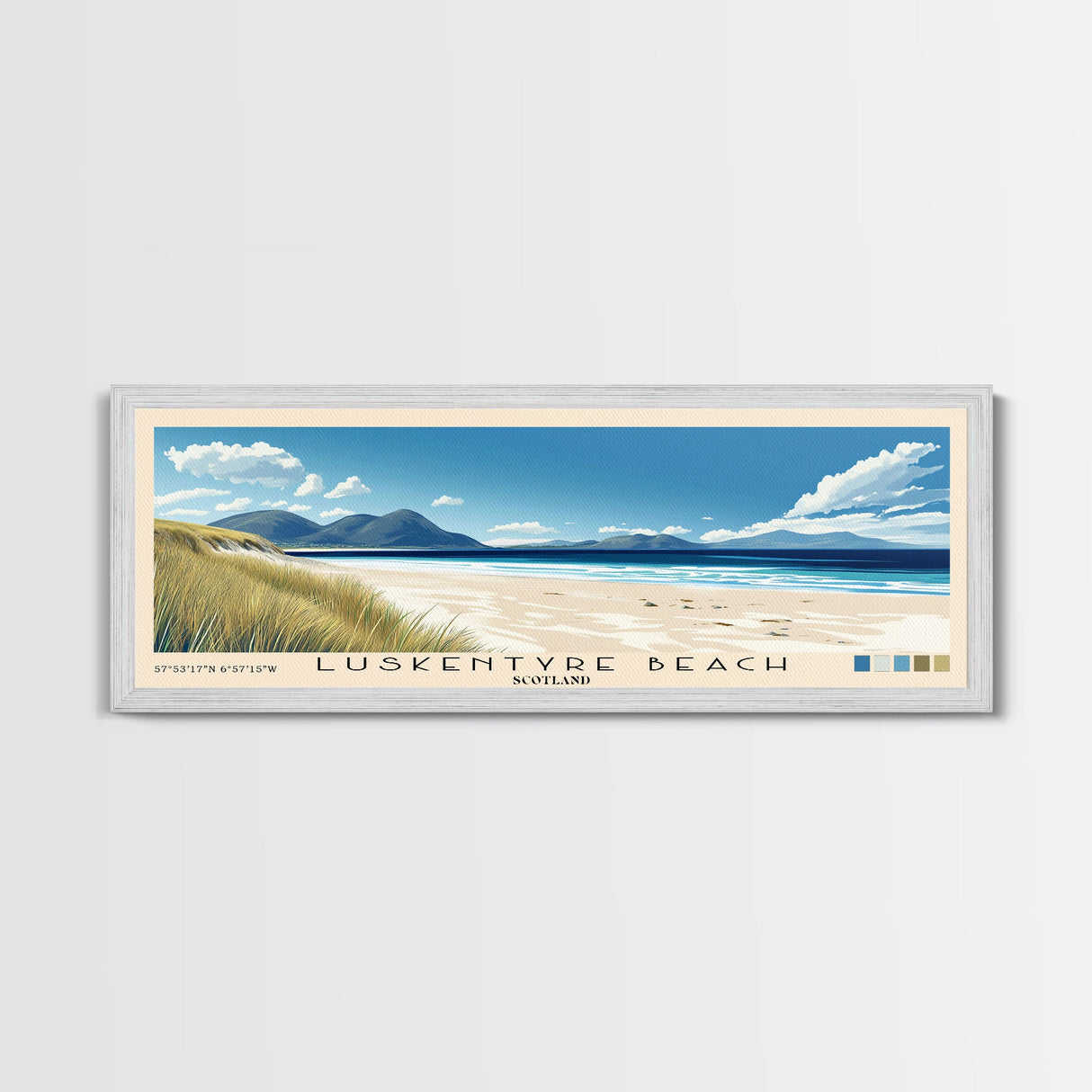 Luskentyre Beach, Scotland Panoramic Beach Print, Vacation Gift, Scotland Wall Art, Beach Painting, Beach Decor, Beach Painting