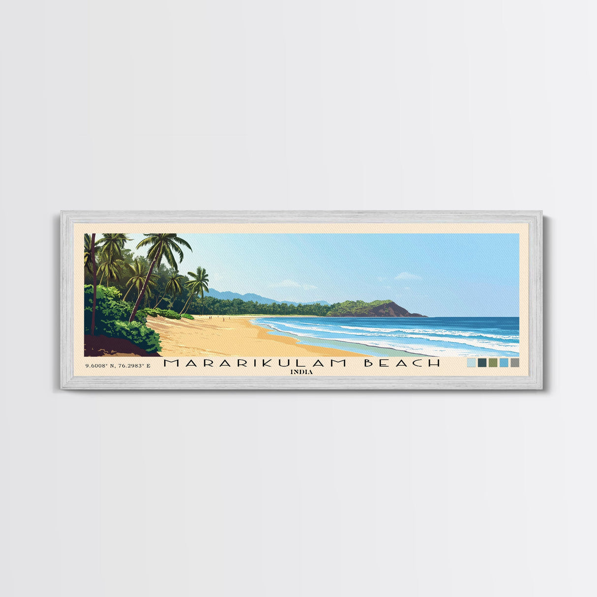 Mararikulam Beach, India Panoramic Print, Vacation Gift, India Wall Art, Beach Painting, Beach Decor, Large Wall Art, Wood Frame Art