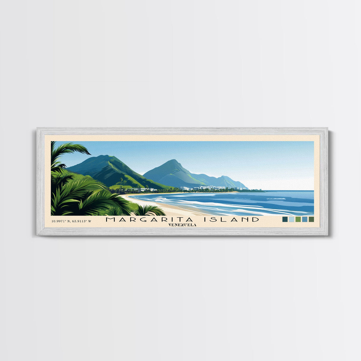 Margarita Island, Venezuela Panoramic Beach Print, Vacation Gift, Venezuela Wall Art, Beach Painting, Beach Decor, Beach Painting