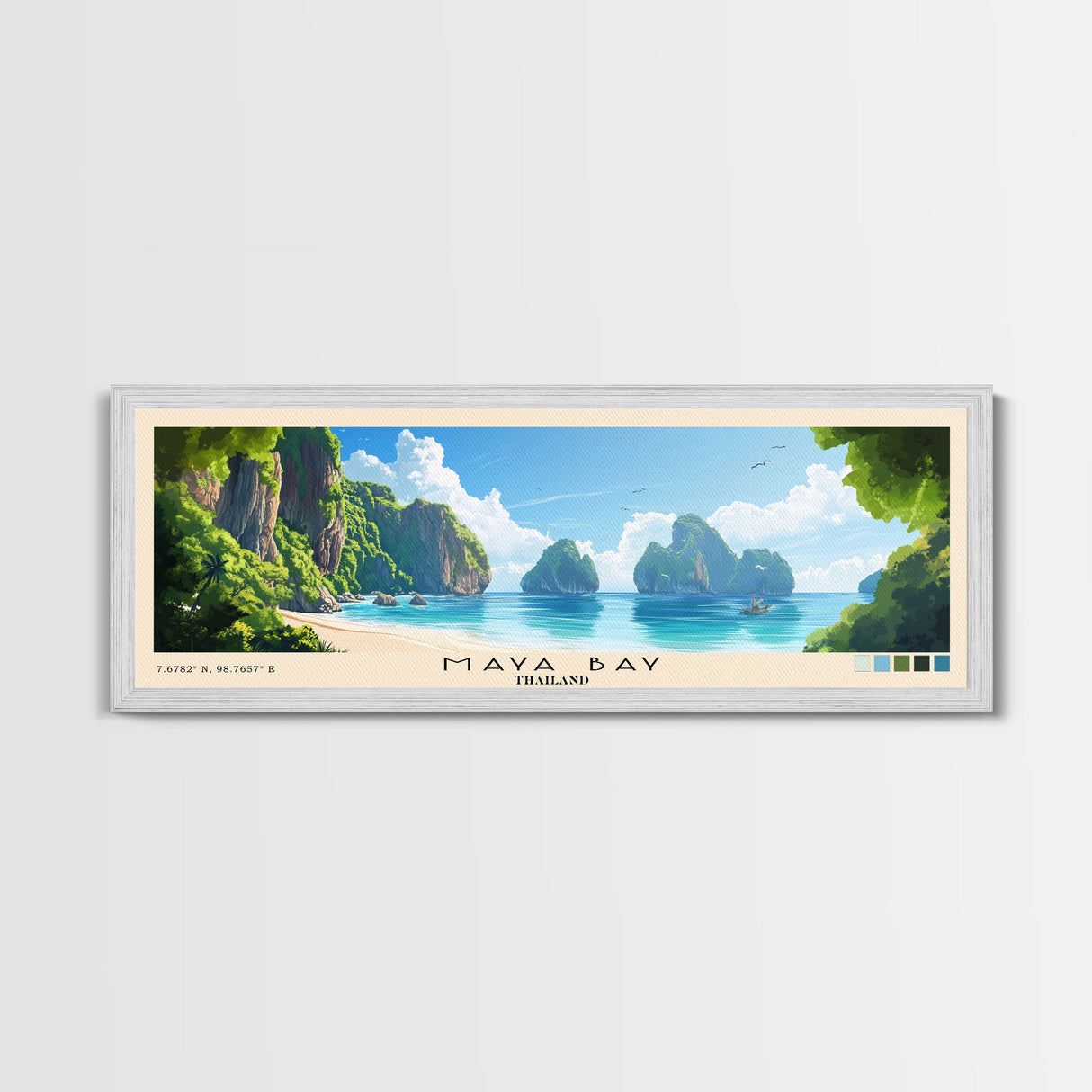 Maya Bay, Thailand Panoramic Print, Vacation Gift, Thailand Wall Art, Vacation Wall Art, Vacatation Memories, Beach Decor, Beach Or Lakehouse Art