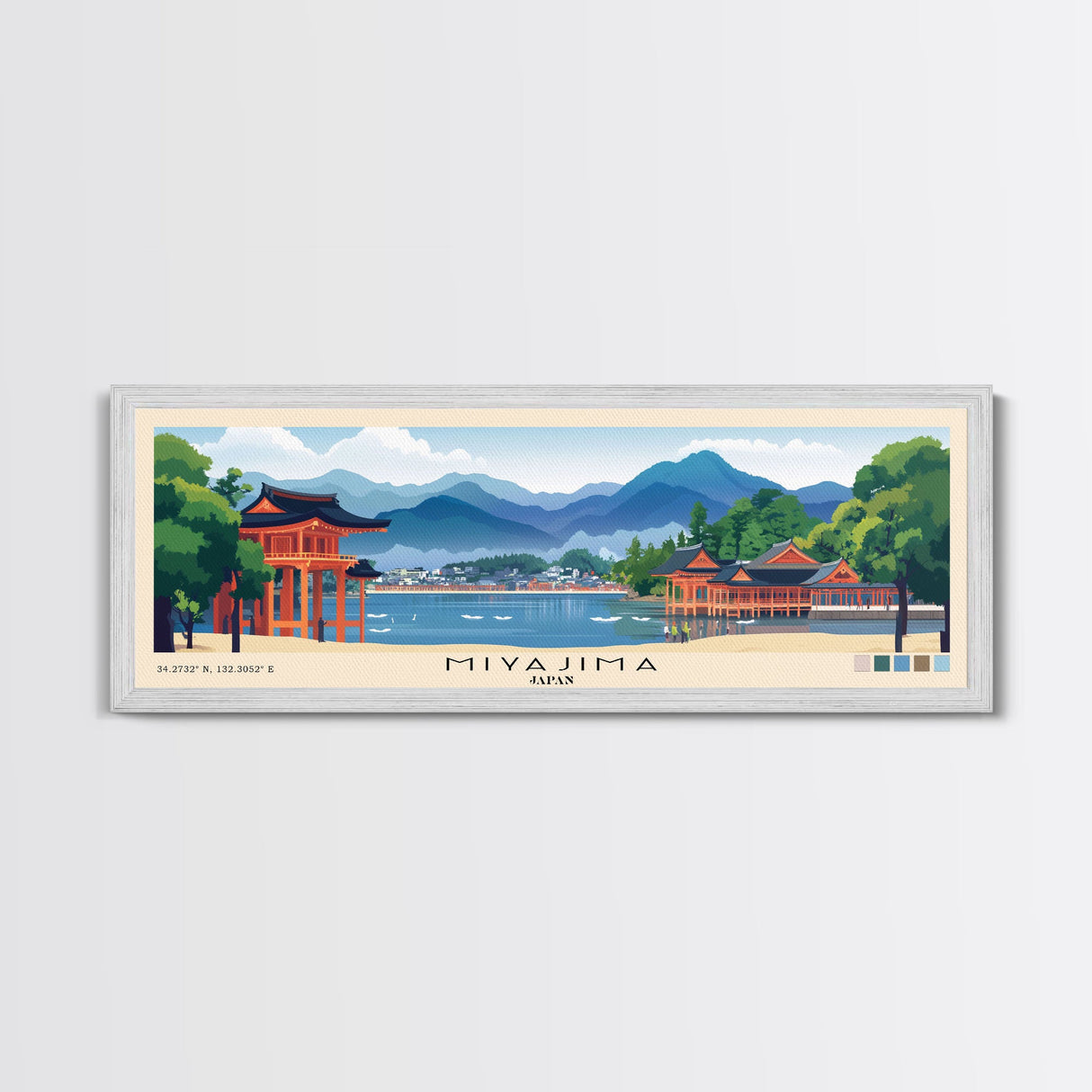 Miyajima, Japan Panoramic Print, Vacation Gift, Japan Wall Art, Beach Painting, Beach Decor, Beach Or Lakehouse Art