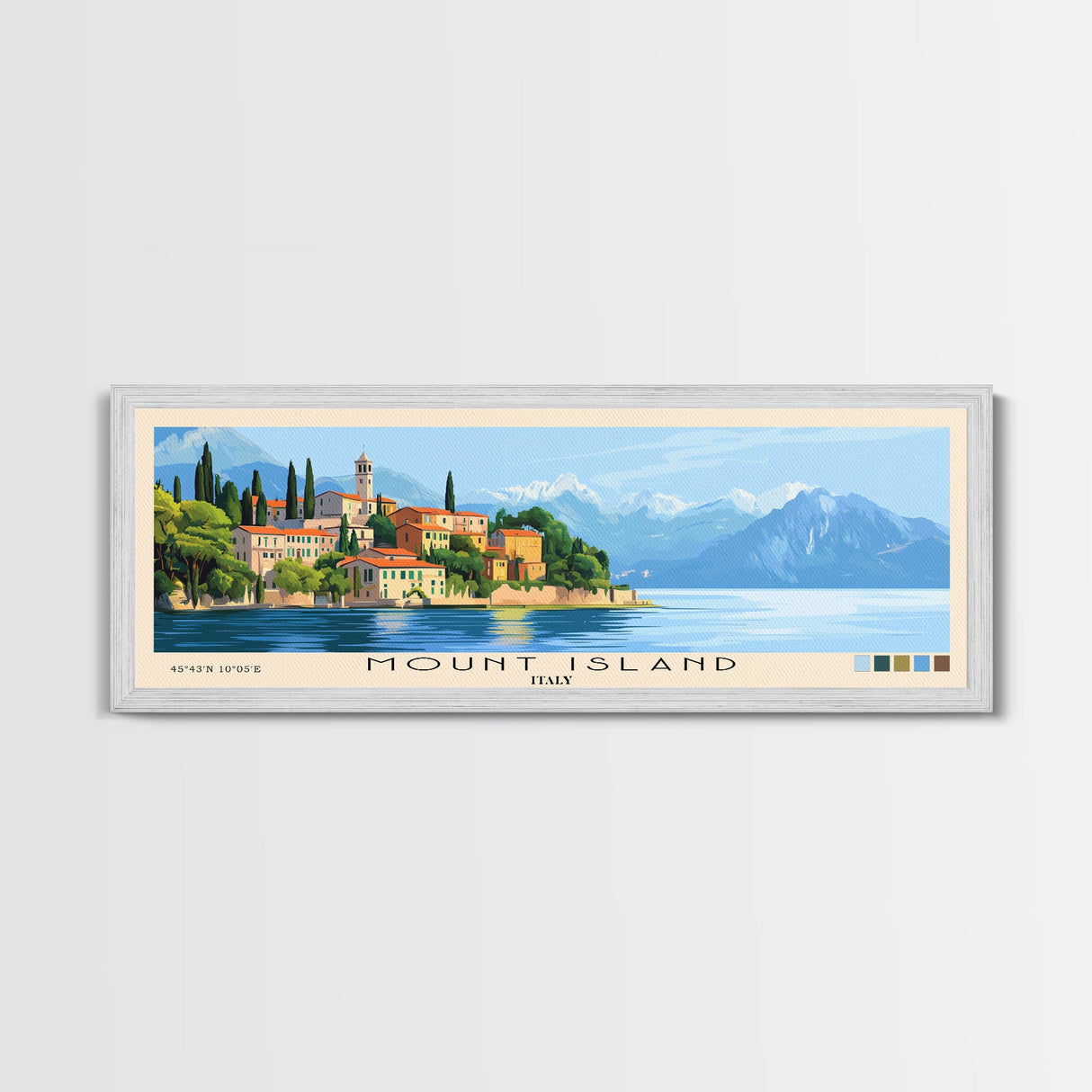 Mount island, Italy Panoramic Print, Vacation Gift, Italy Wall Art, Beach Painting, Beach Decor, Large Wall Art, Wood Frame Art