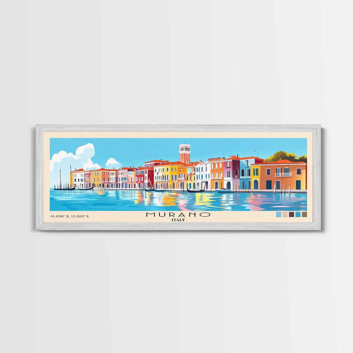 Murano, Italy Panoramic Print, Vacation Gift, Italy Wall Art, Beach Painting, Beach Decor, Large Wall Art, Wood Frame Art