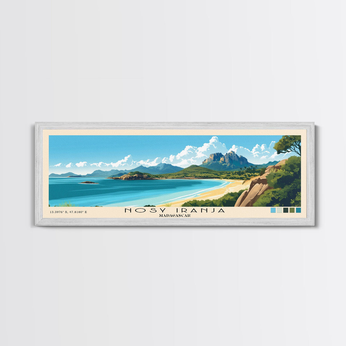 Nosy Iranja, Madagascar Panoramic Beach Print, Vacation Gift, Madagascar Wall Art, Framed Canvas Print, Framed Beach Painting