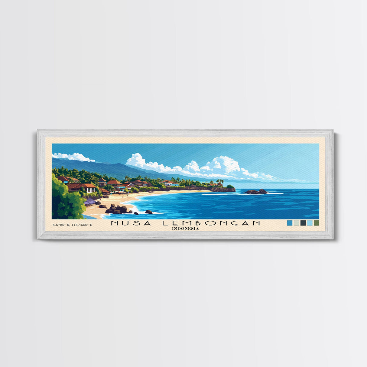 Nusa Lembongan, Indonesia Panoramic Print, Vacation Gift, Indonesia Wall Art, Beach Painting, Beach Decor, Beach Or Lakehouse Art