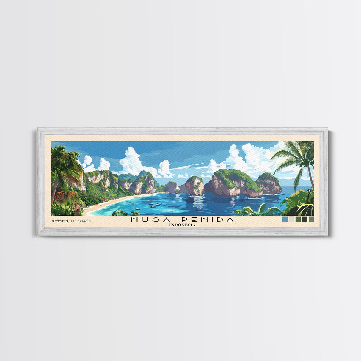 Nusa Penida, Indonesia Panoramic Beach Print, Vacation Gift, Indonesia Wall Art, Beach Painting, Beach Decor, Beach Painting