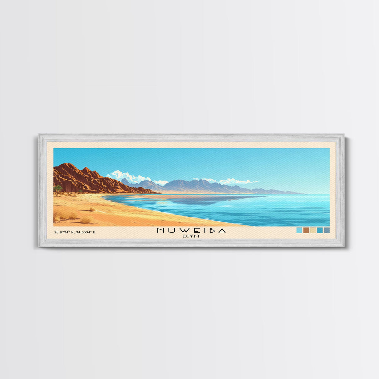 Nuweiba, Egypt Panoramic Print, Vacation Gift, Egypt Wall Art, Beach Painting, Beach Decor, Large Wall Art, Wood Frame Art