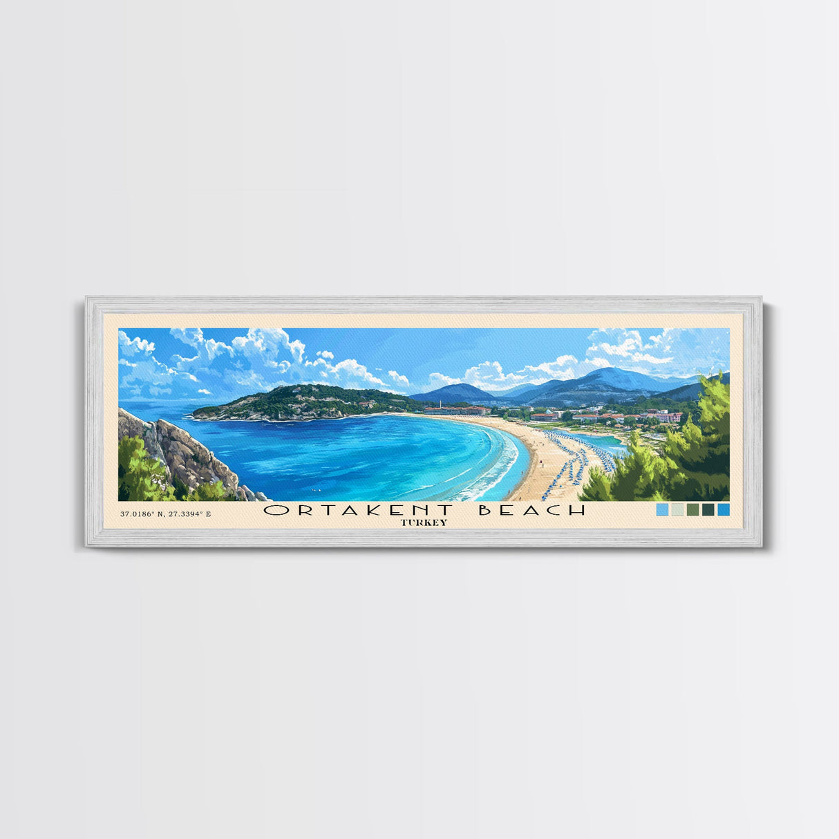 Ortakent Beach, Turkey Panoramic Print, Vacation Gift, Turkey Wall Art, Vacation Wall Art, Vacatation Memories, Beach Decor, Beach Or Lakehouse Art