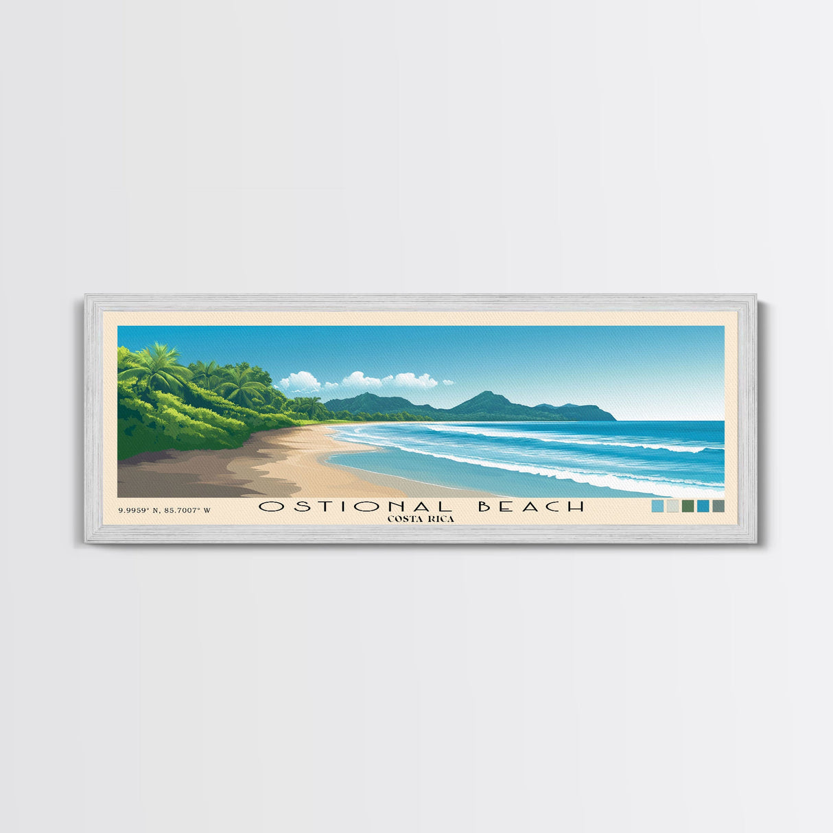 Ostional Beach, Costa Rica Panoramic Beach Print, Vacation Gift, Costa Rica Wall Art, Beach Painting, Beach Decor, Beach Painting