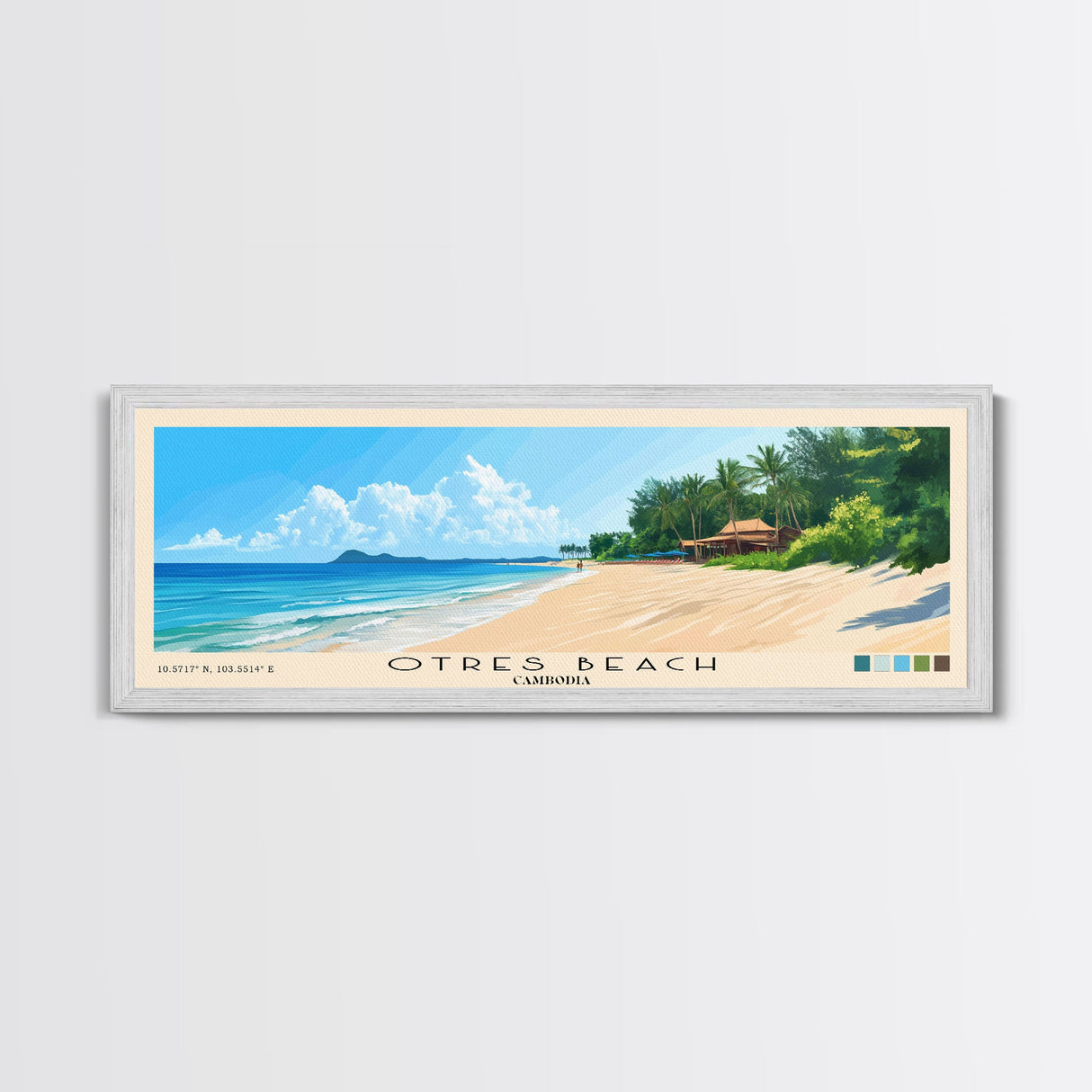 Otres Beach, Cambodia Panoramic Print, Vacation Gift, Cambodia Wall Art, Beach Painting, Beach Decor, Large Wall Art, Wood Frame Art