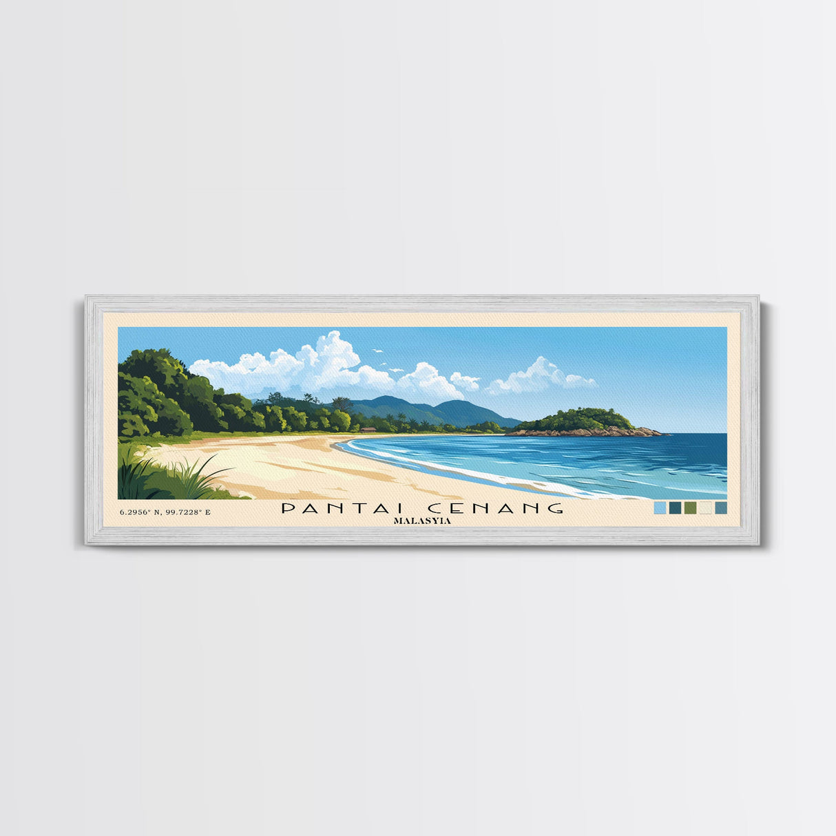 Pantai Cenang, Malasyia Panoramic Print, Vacation Gift, Malasyia Wall Art, Vacation Wall Art, Vacatation Memories, Beach Decor, Beach Or Lakehouse Art