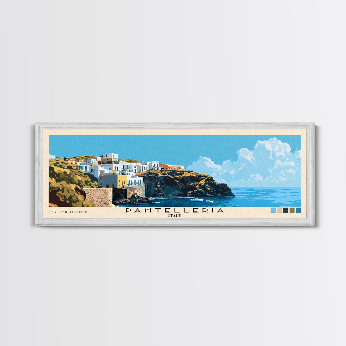 Pantelleria, Italy Panoramic Beach Print, Vacation Gift, Italy Wall Art, Beach Painting, Beach Decor, Beach Painting