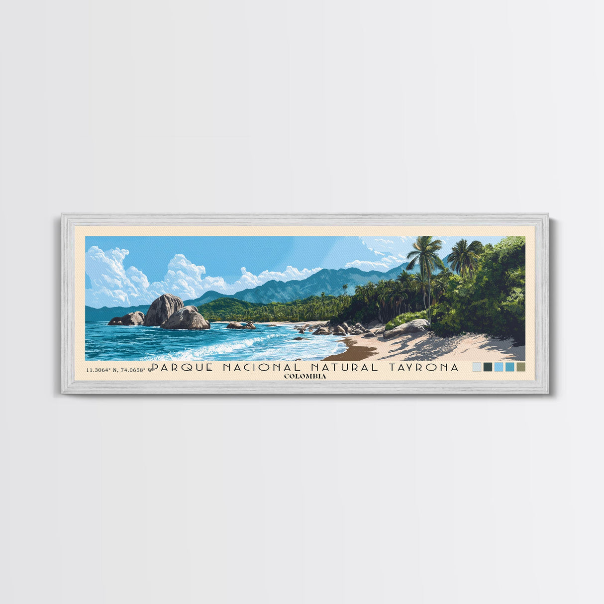 Parque Nacional Natural Tayrona, Colombia Panoramic Print, Vacation Gift, Colombia Wall Art, Beach Painting, Beach Decor, Beach Or Lakehouse Art