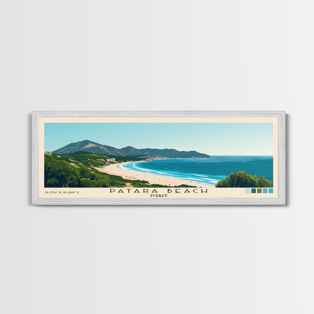 Patara Beach, Turkey Panoramic Print, Vacation Gift, Turkey Wall Art, Beach Painting, Beach Decor, Beach Or Lakehouse Art