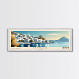 Patmos, Greece Panoramic Beach Print, Vacation Gift, Greece Wall Art, Beach Painting, Beach Decor, Beach Painting