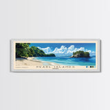 Pearl Islands, Panamá Panoramic Beach Print, Vacation Gift, Panamá Wall Art, Framed Canvas Print, Framed Beach Painting