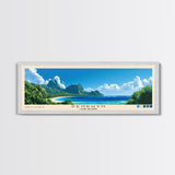 Penrhyn, Cook Islands Panoramic Beach Print, Vacation Gift, Cook Islands Wall Art, Framed Canvas Print, Framed Beach Painting