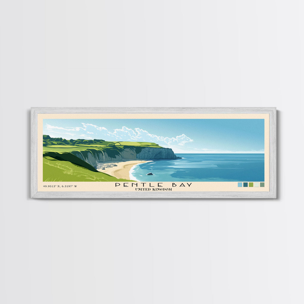 Pentle Bay, United Kingdom Panoramic Print, Vacation Gift, United Kingdom Wall Art, Vacation Wall Art, Vacatation Memories, Beach Decor, Beach Or Lakehouse Art