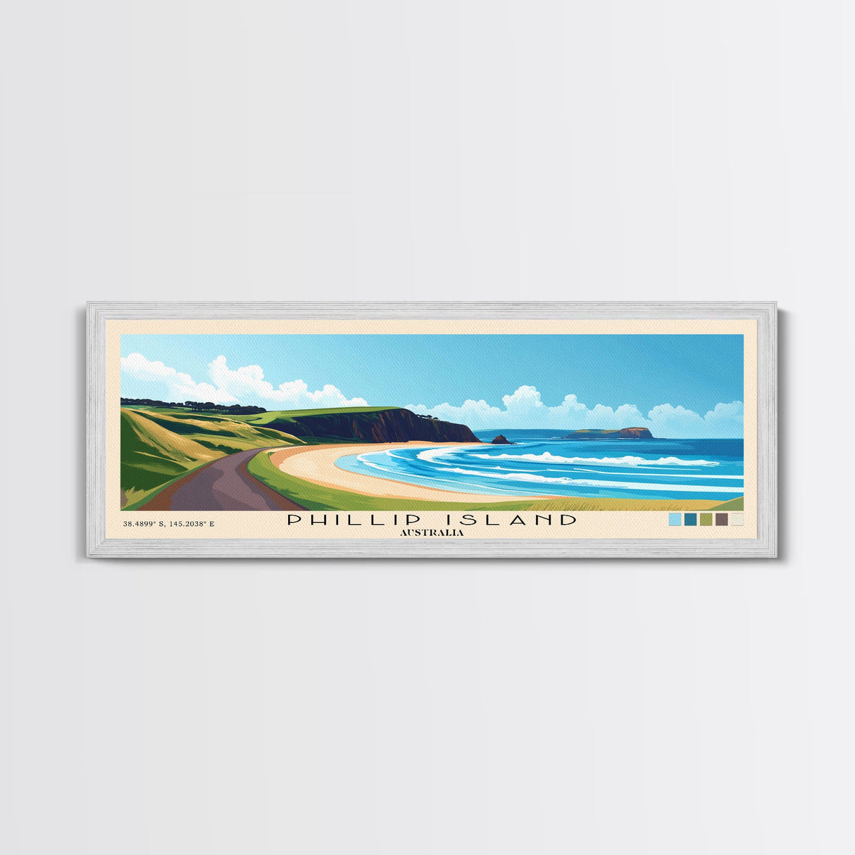 Phillip Island, Australia Panoramic Print, Vacation Gift, Australia Wall Art, Beach Painting, Beach Decor, Beach Or Lakehouse Art