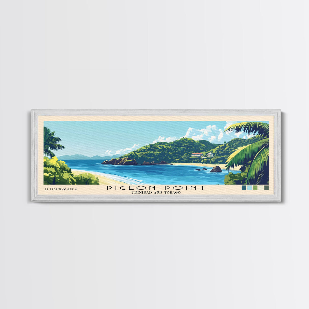 Pigeon Point, Trinidad and Tobago Panoramic Print, Vacation Gift, Trinidad and Tobago Wall Art, Vacation Wall Art, Vacatation Memories, Beach Decor, Beach Or Lakehouse Art