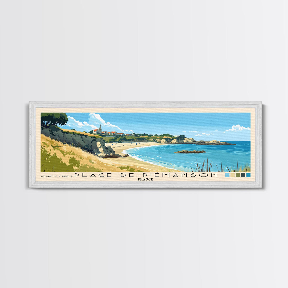 Plage de Piémanson, France Panoramic Print, Vacation Gift, France Wall Art, Beach Painting, Beach Decor, Beach Or Lakehouse Art