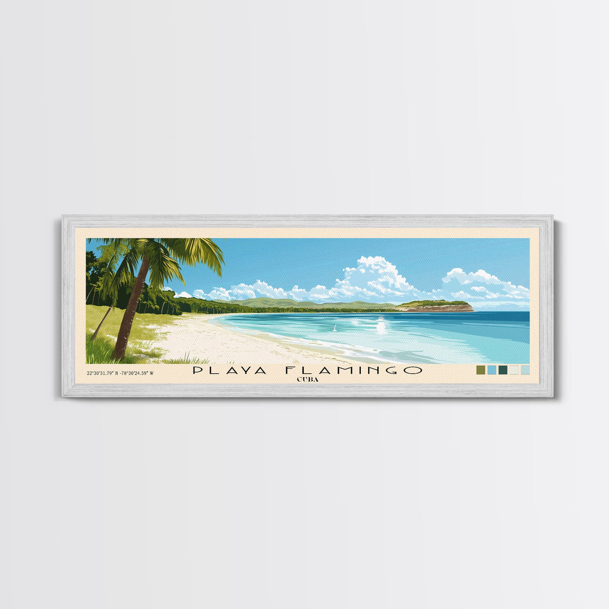 Playa Flamingo, Cuba Panoramic Print, Vacation Gift, Cuba Wall Art, Vacation Wall Art, Vacatation Memories, Beach Decor, Beach Or Lakehouse Art