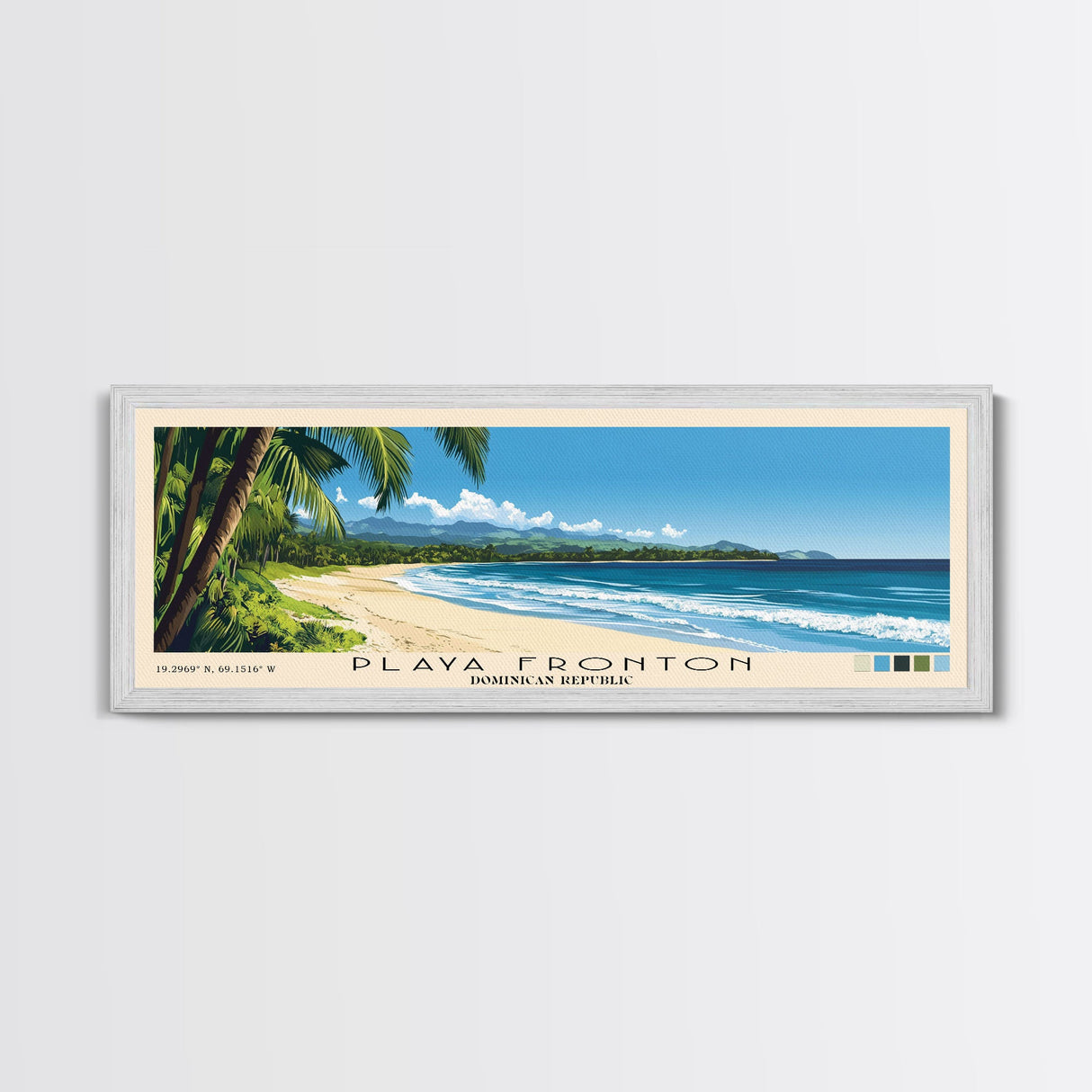 Playa Fronton, Dominican Republic Panoramic Print, Vacation Gift, Dominican Republic Wall Art, Beach Painting, Beach Decor, Beach Or Lakehouse Art