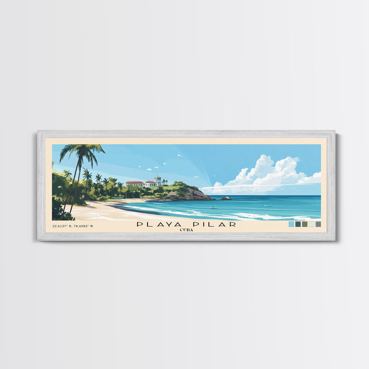 Playa Pilar, Cuba Panoramic Beach Print, Vacation Gift, Cuba Wall Art, Beach Painting, Beach Decor, Beach Painting