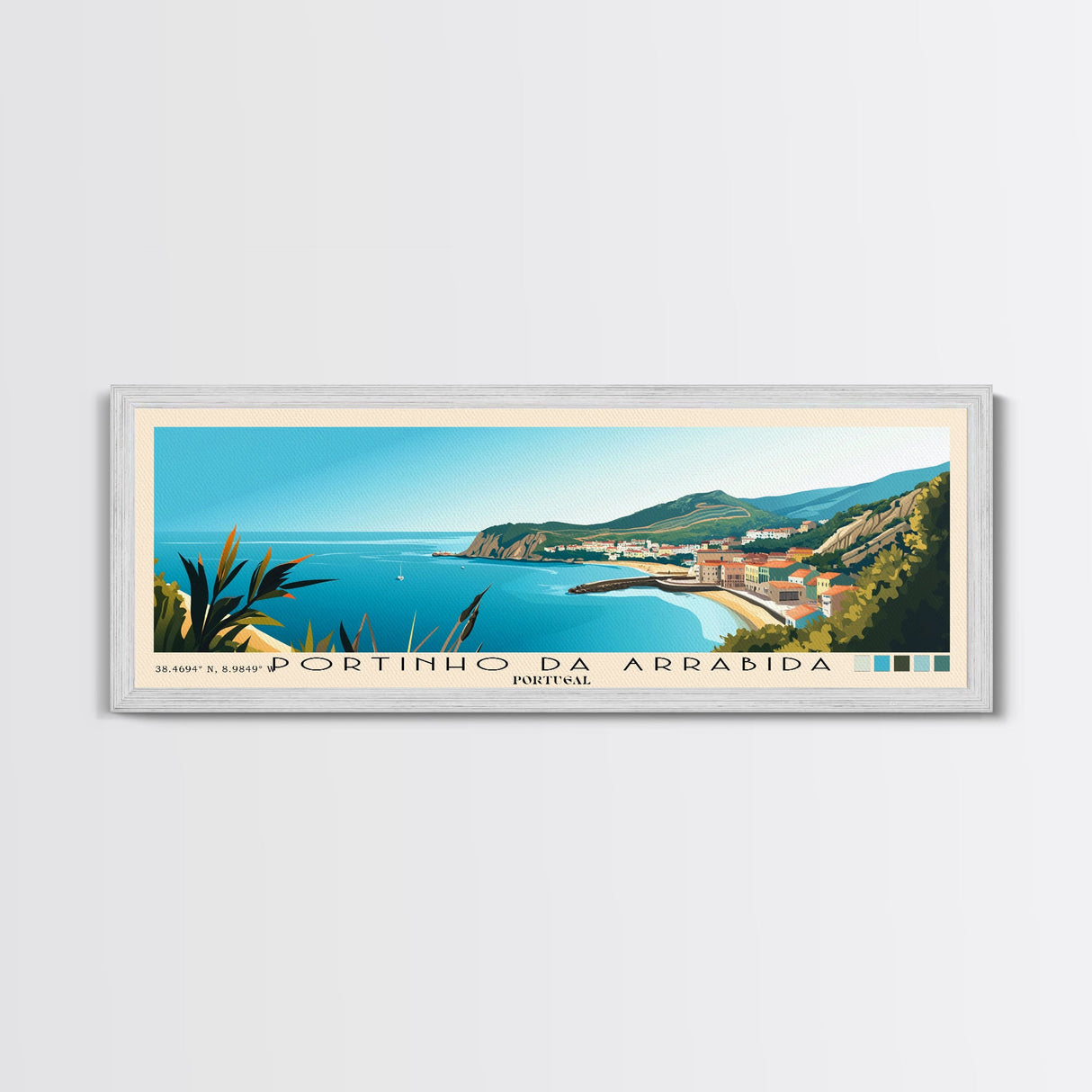 Portinho da Arrabida, Portugal Panoramic Print, Vacation Gift, Portugal Wall Art, Beach Painting, Beach Decor, Beach Or Lakehouse Art