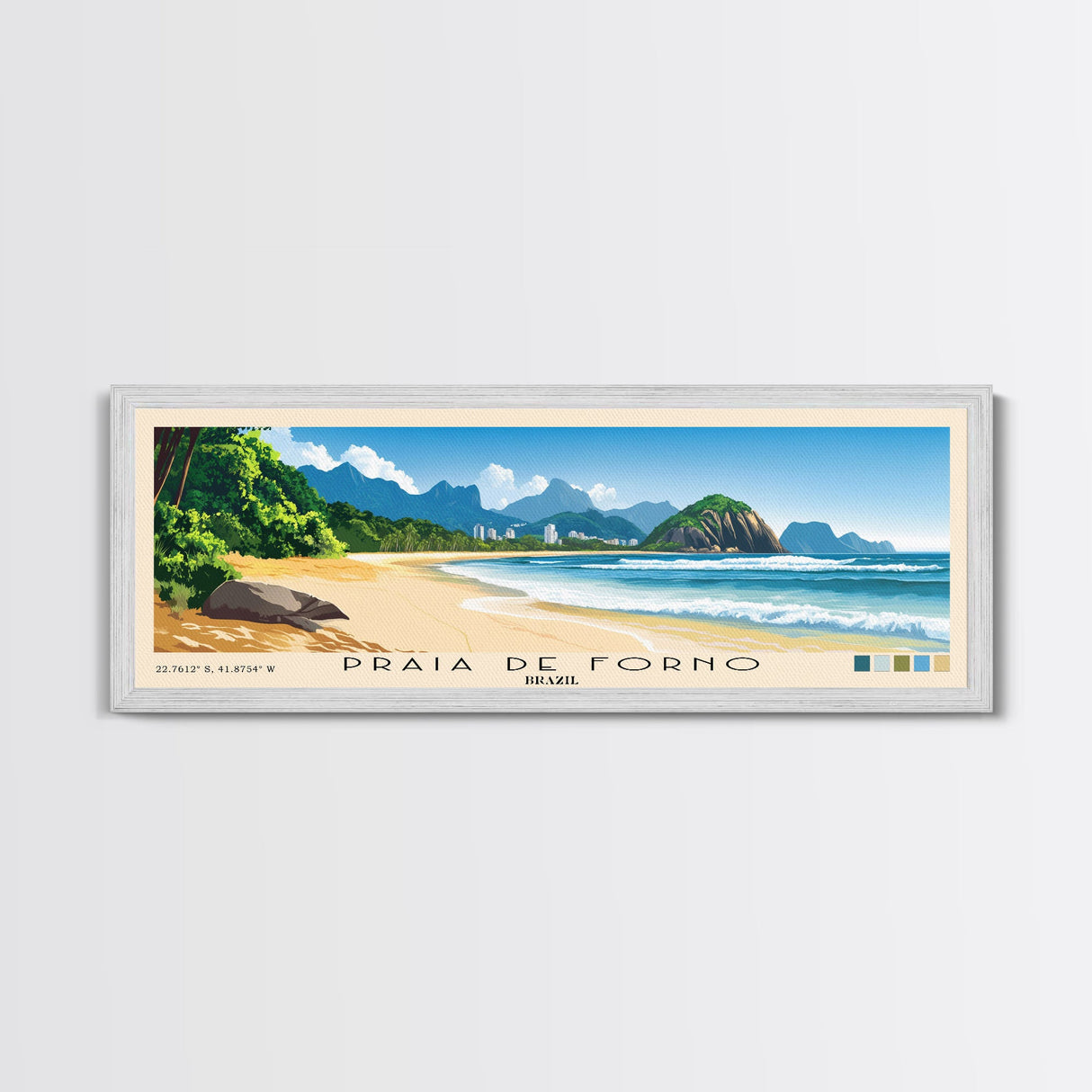 Praia de Forno, Brazil Panoramic Print, Vacation Gift, Brazil Wall Art, Beach Painting, Beach Decor, Large Wall Art, Wood Frame Art