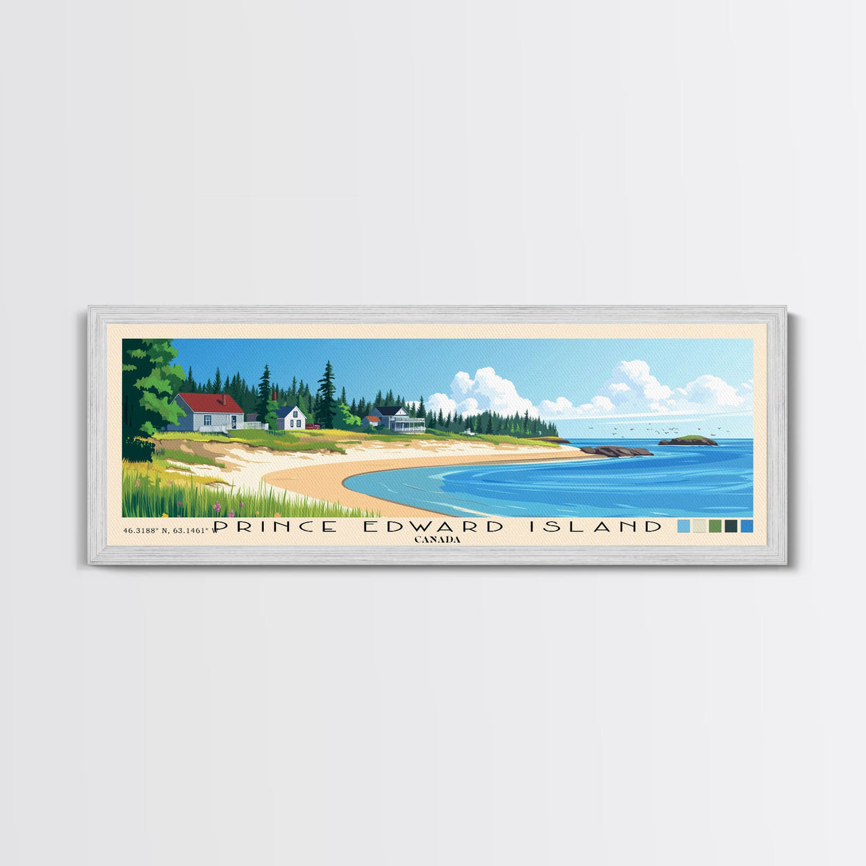 Prince Edward Island, Canada Panoramic Print, Vacation Gift, Canada Wall Art, Beach Painting, Beach Decor, Beach Or Lakehouse Art